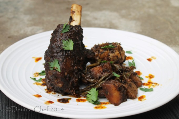 roasted baby goat leg harissa spicy herbs cabrito kid potato