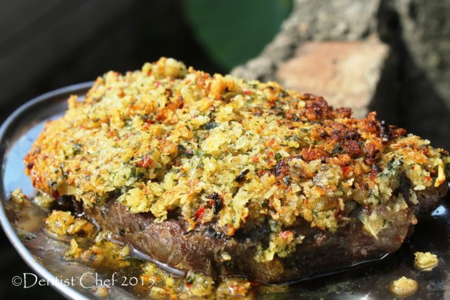 bone marrow crust steak beef sirloin sous vide crispy herbs basil crisp striploin sousvide