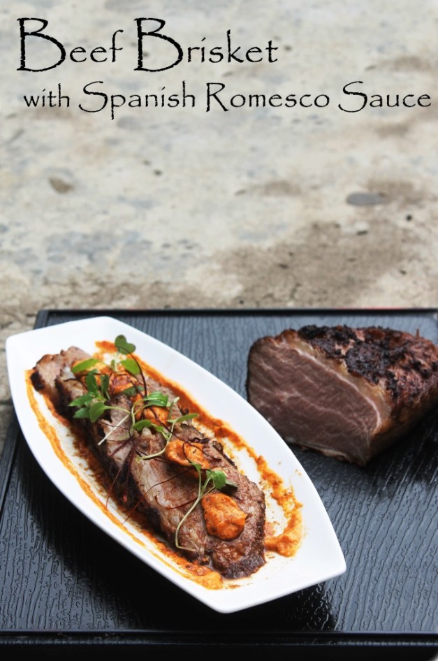 Recipe Beef Brisket Steak Romesco Sauce Sousvide 24 Hours Beef Belly Roasted Red Pepper Pine Nuts Pesto