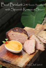 Recipe Sousvide Beef Brisket Tender 24 Hours Slow Cooked Beef Belly Romesco Salsa Roasted Red Pepper Sauce Pine Nuts