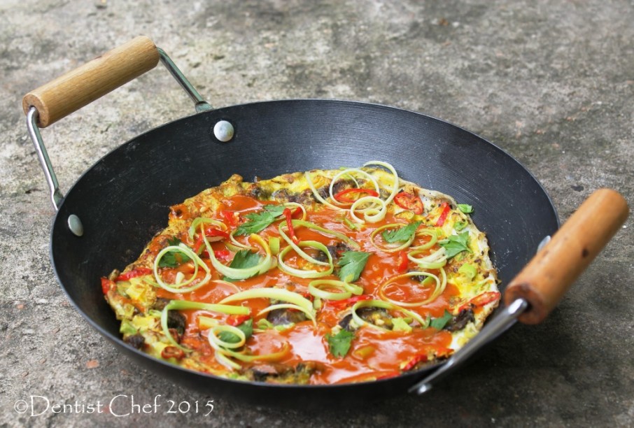 taiwanese oyster omelette recipe homemade ah luak fried crispy egg oyster singapore style chili ketchup peanut sauce