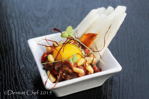 yukhoe raw beef tartare tenderloin sousvides asian pear beef salad
