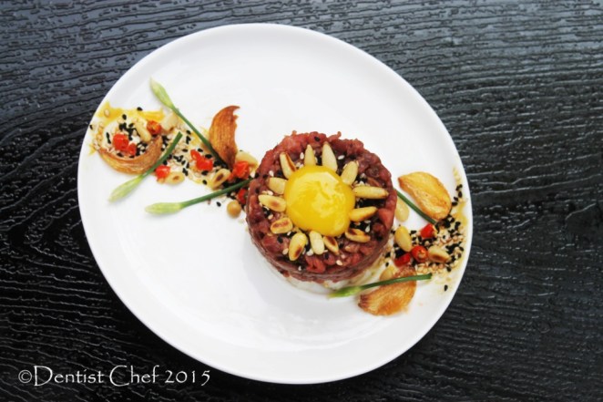 yukhoe recipe raw beef tenderloin korean steak tartare pear sesame oil gochujang pine nuts egg yolk