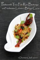 bottarga sauce spaghetti pasta alla botarga di tonno salted tuna fish roe aglio olio pasta crayfish confit sousvide
