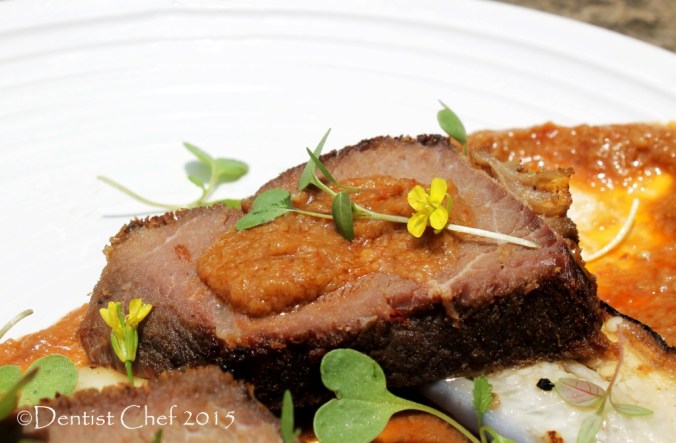 pan fried venison steak sous vide brown sauce reindeer wild game deer meat slow cooked