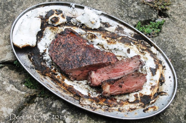 beef roasted herbs salt crust sirloin steak striploin baked in salt tender moist meat recipe