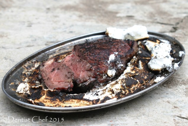 roasted beef salt herbs crust sirloin steak salted meringue baked striploin
