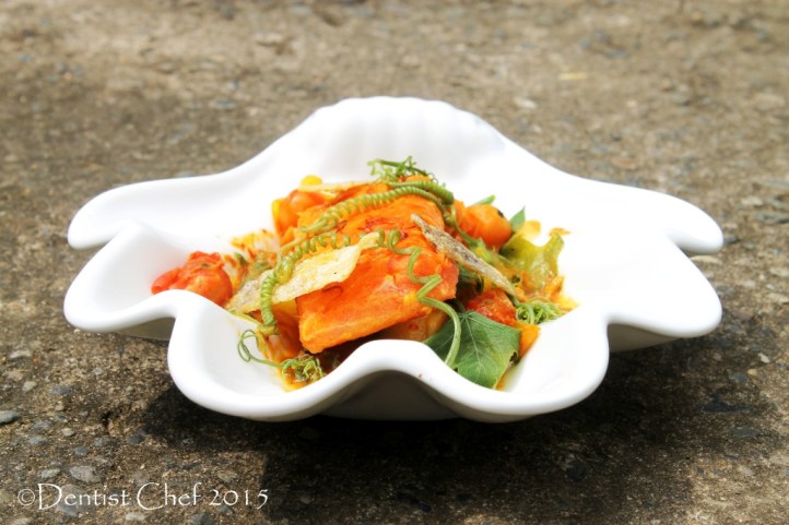 salmon fillet curry saffron recipe chayote shoots sayur lodeh pumpkin