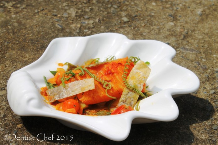 salmon spicy coconut curry saffron chili turmeric