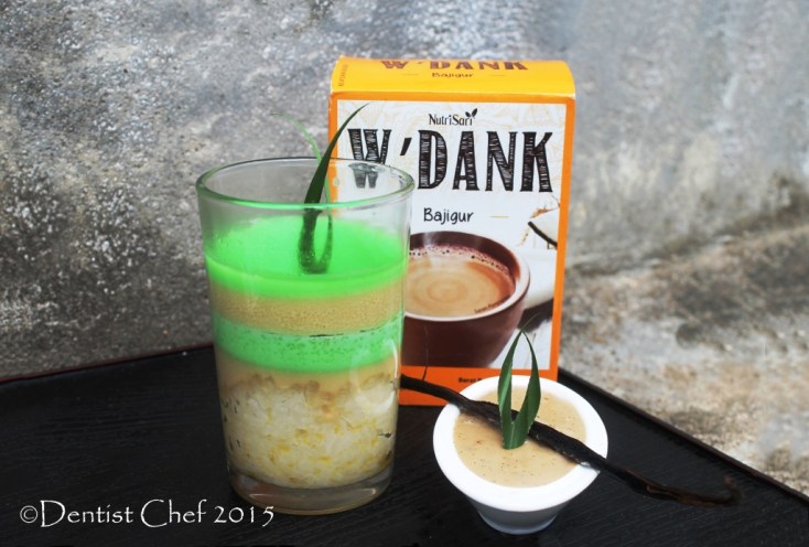 ketan srikaya sticky rice topped coconut milk custard pandan wedang bajigur vanilla fla sauce w'dank nutrisari