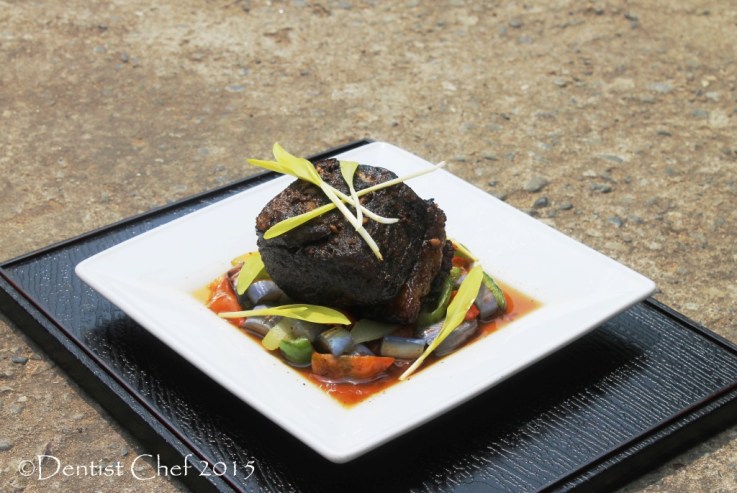 Recipe beef confit sauteed vetetables gravy french style blowtorch seared beef