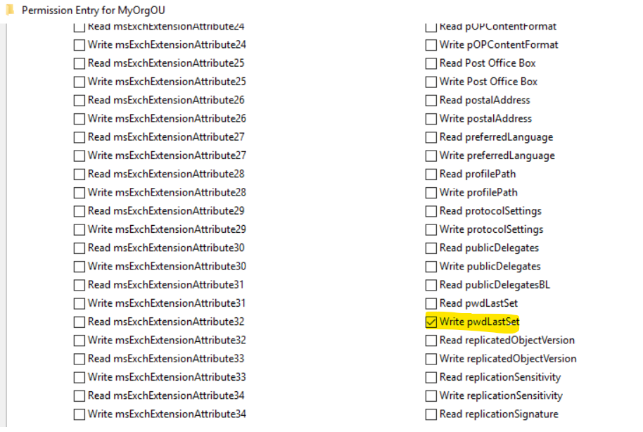 Customized property permission = ExtendedRights in ActiveDirectoryRights