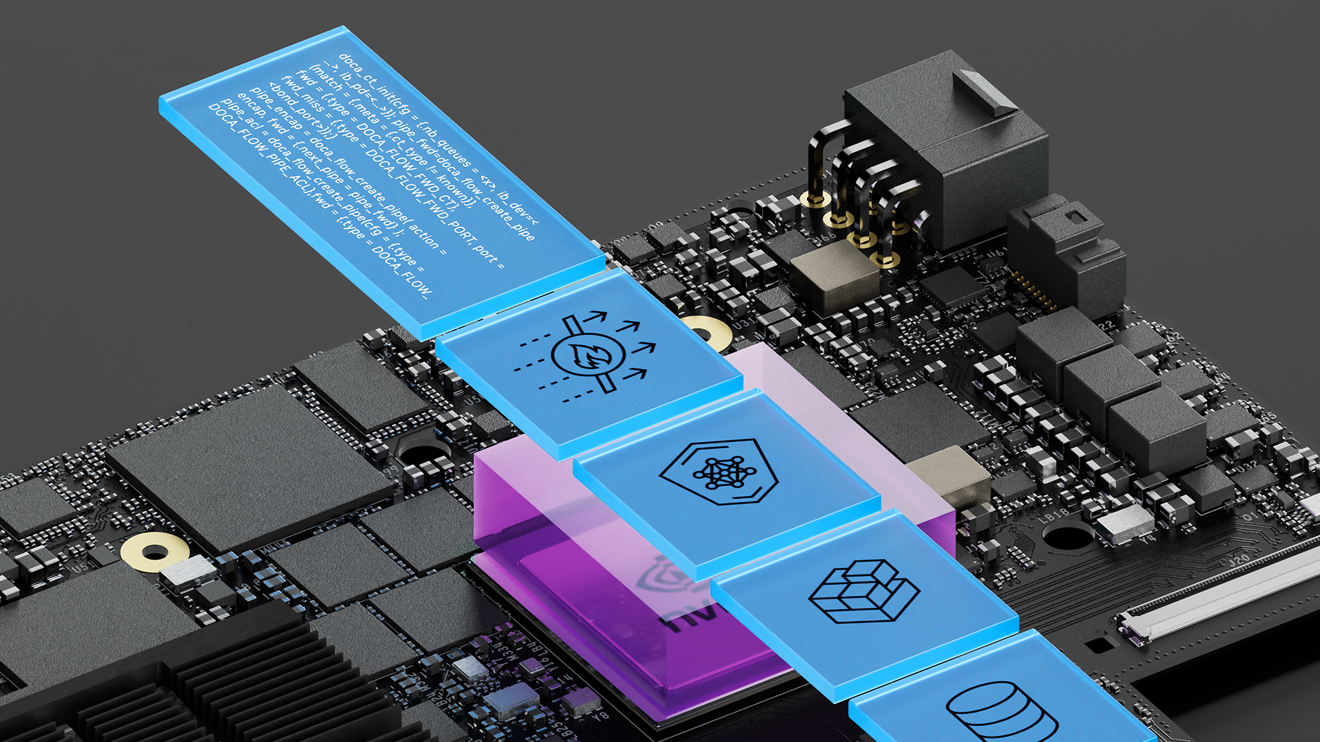 Image shows the range of applications available for delivery on an NVIDIA BlueField networking platform with the NVIDIA DOCA SDK and acceleration framework.