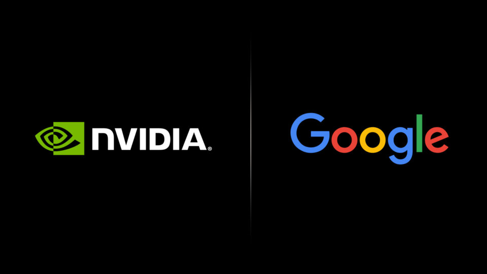 NVIDIA and Google logos on a black background.