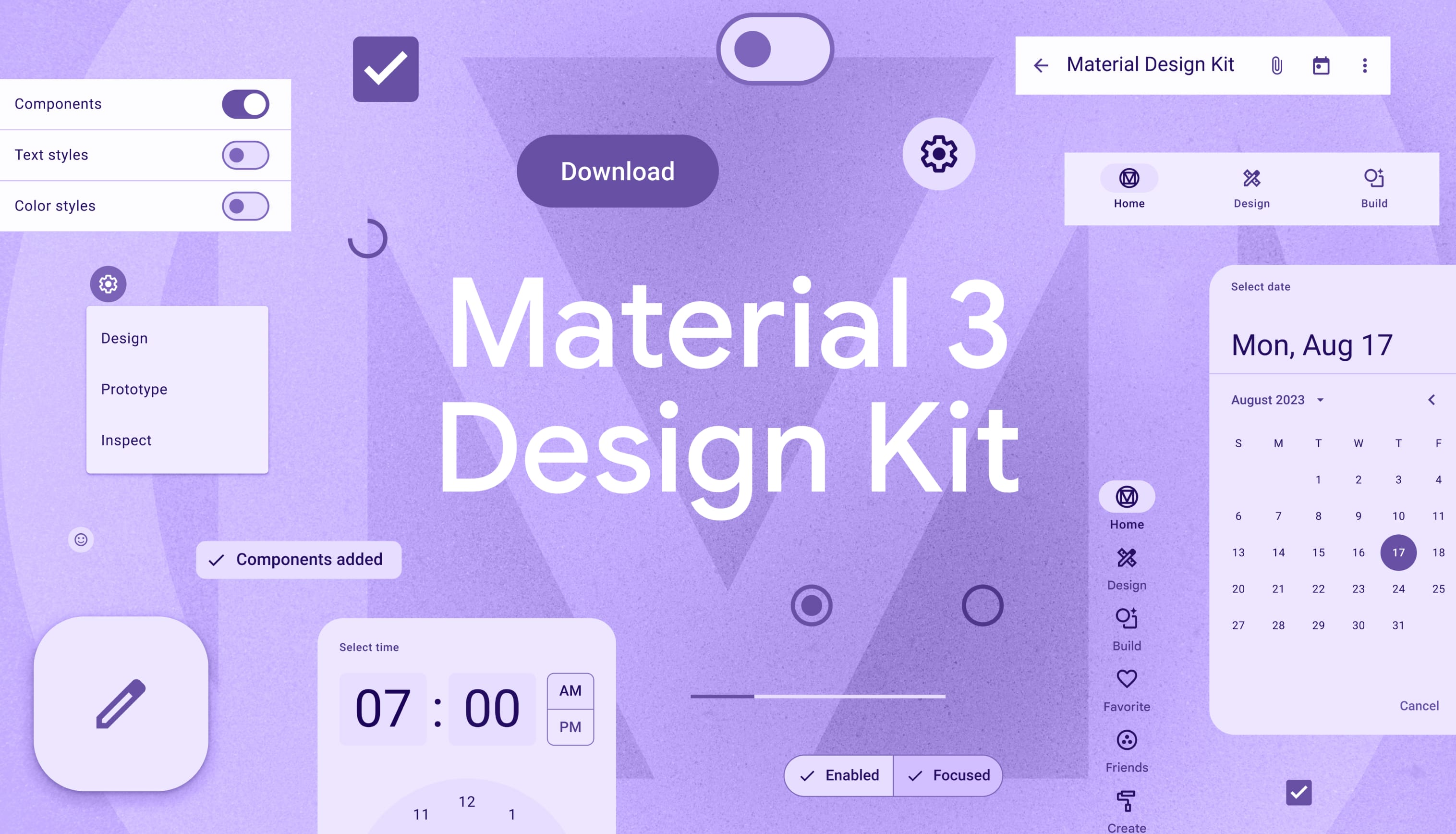 Montage d'éléments du kit de conception Material 3