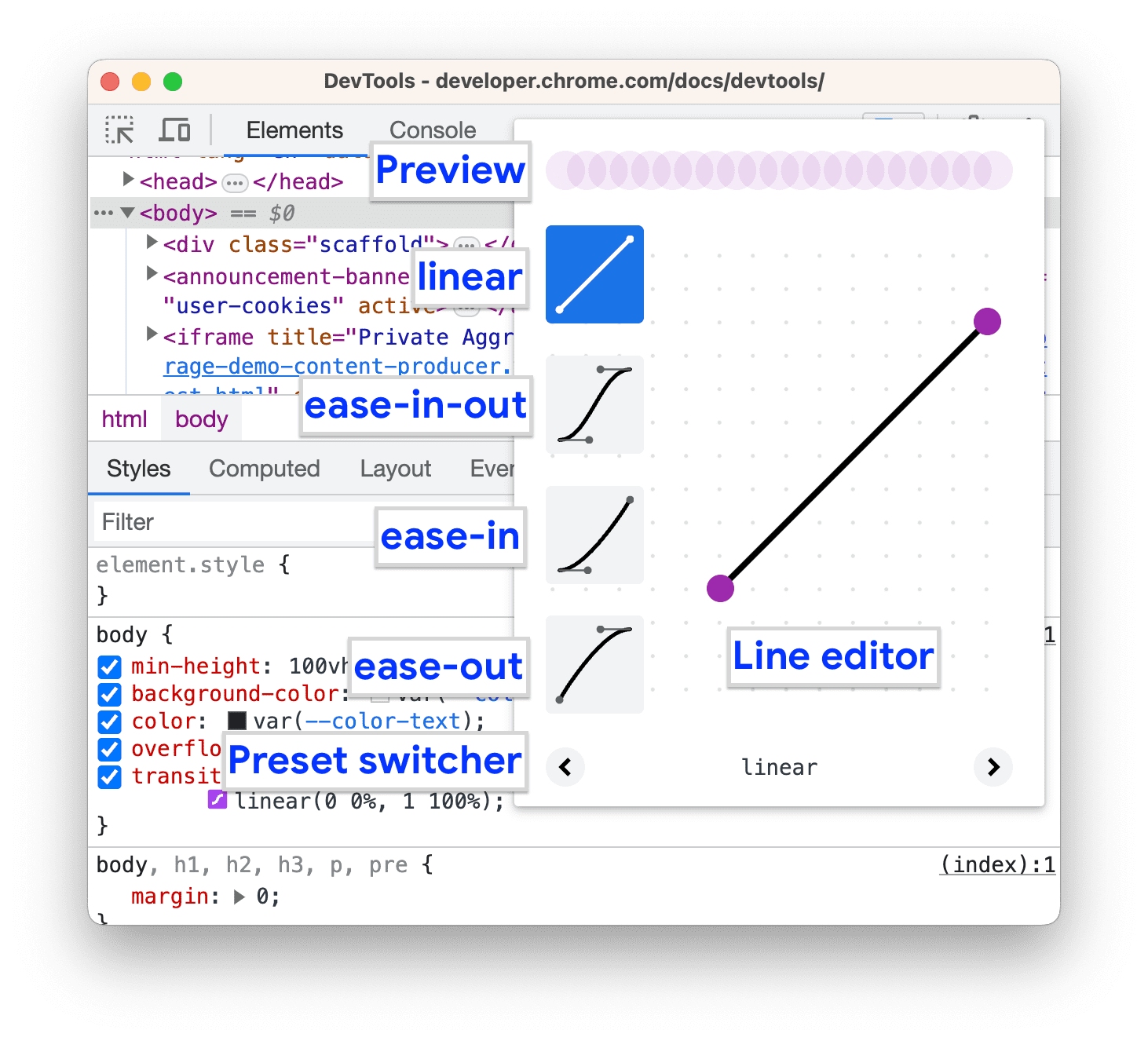 El editor de suavización