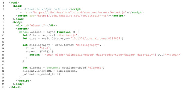 Basic use, including appending data to formatted bibliography entries.