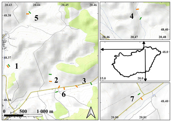 The map of the study areas.