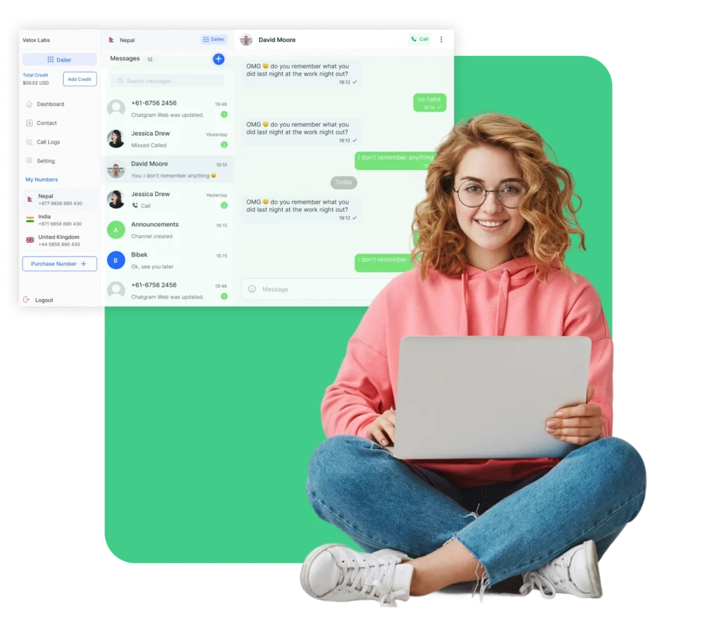 User accessing Dialinger's web-based application for efficient business operations.