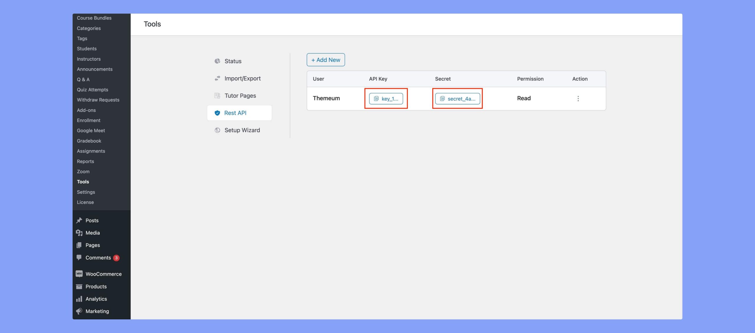 Copy API and Secret