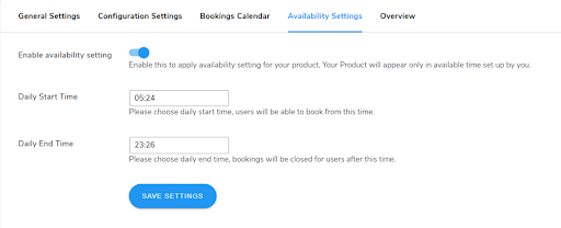 Availibility Settings