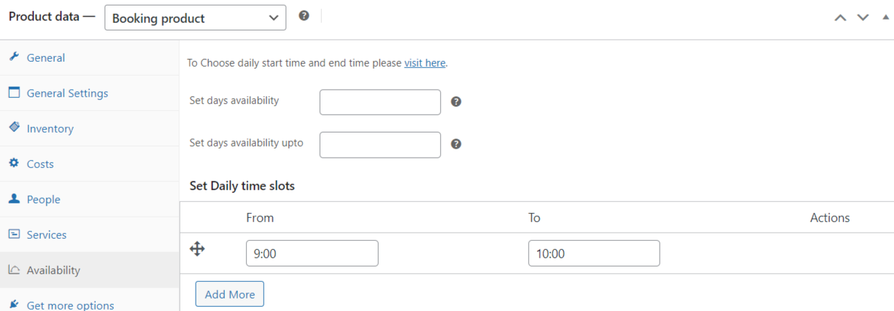 Single Calendar Availability Settings
