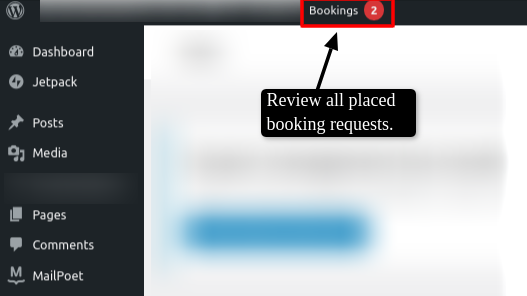 bookings listing pannel
