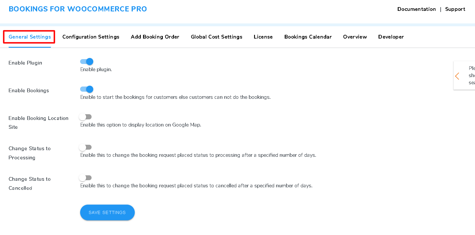 general settings