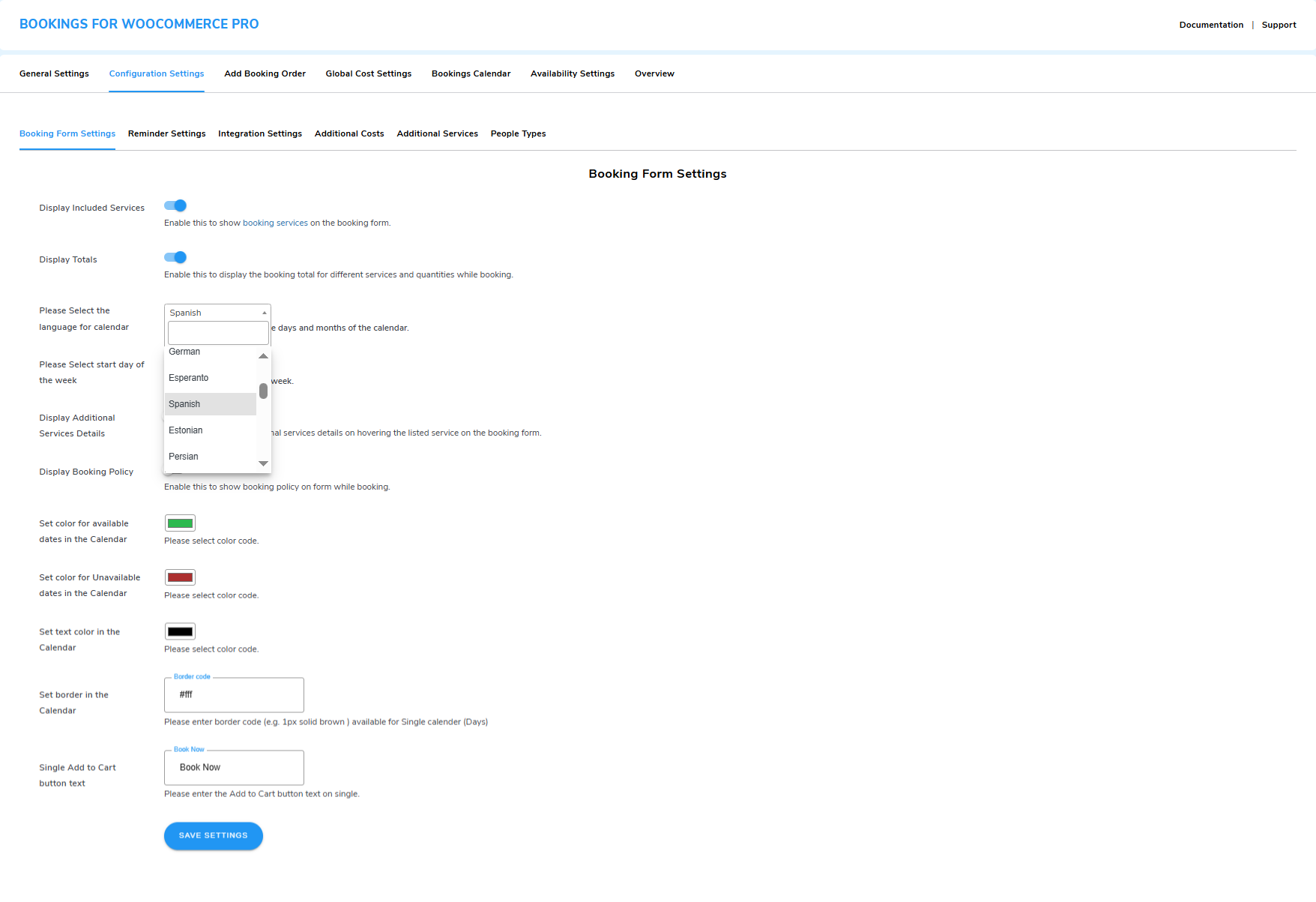 multi language settings