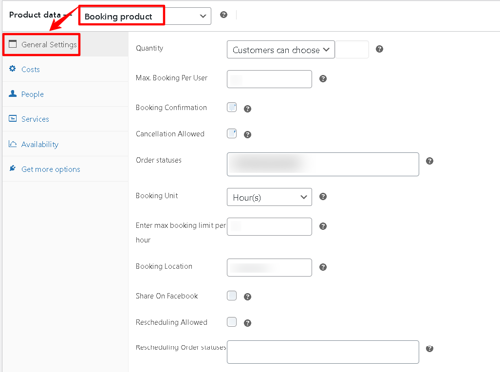 booking products