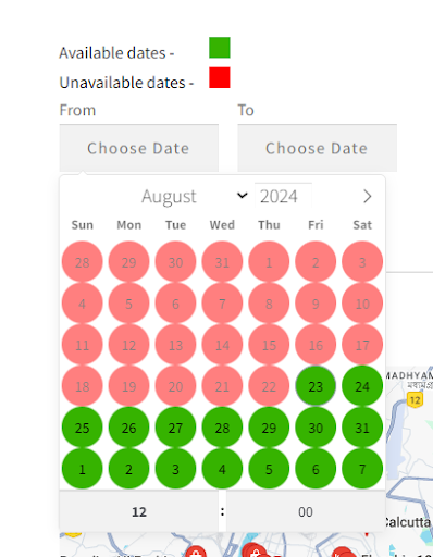 select unavailable dates