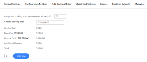 create booking for existing order