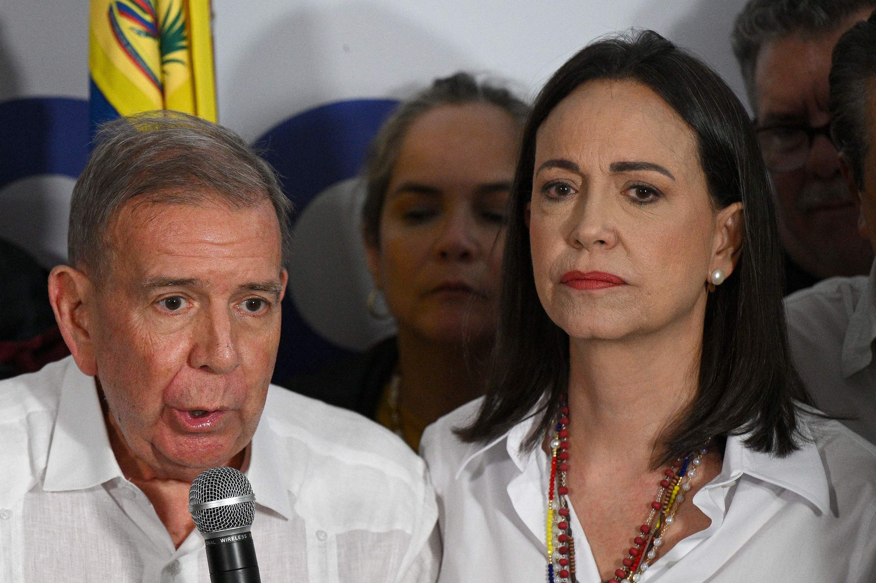 Edmundo Gonz�lez y Mar�a Corina, en una comparecencia conjunta tras las elecciones del pasado mes de julio.