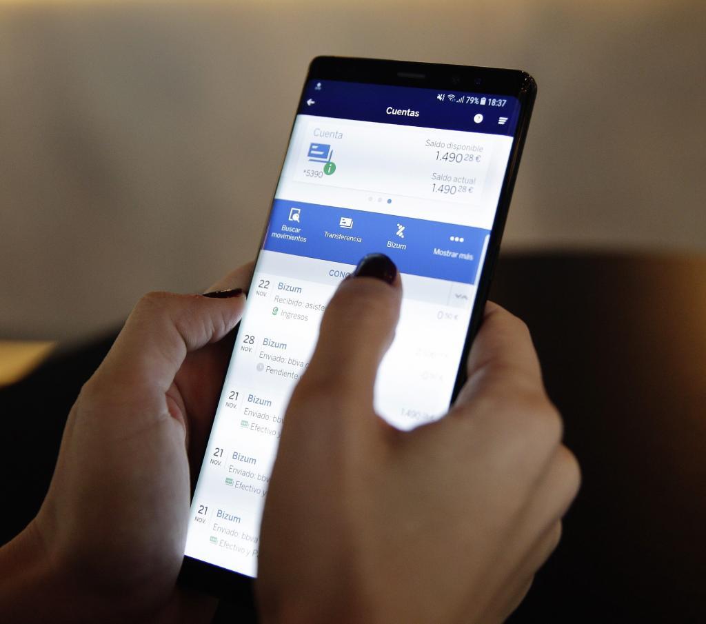Pago con Bizum dentro de la 'app' m�vil de BBVA.