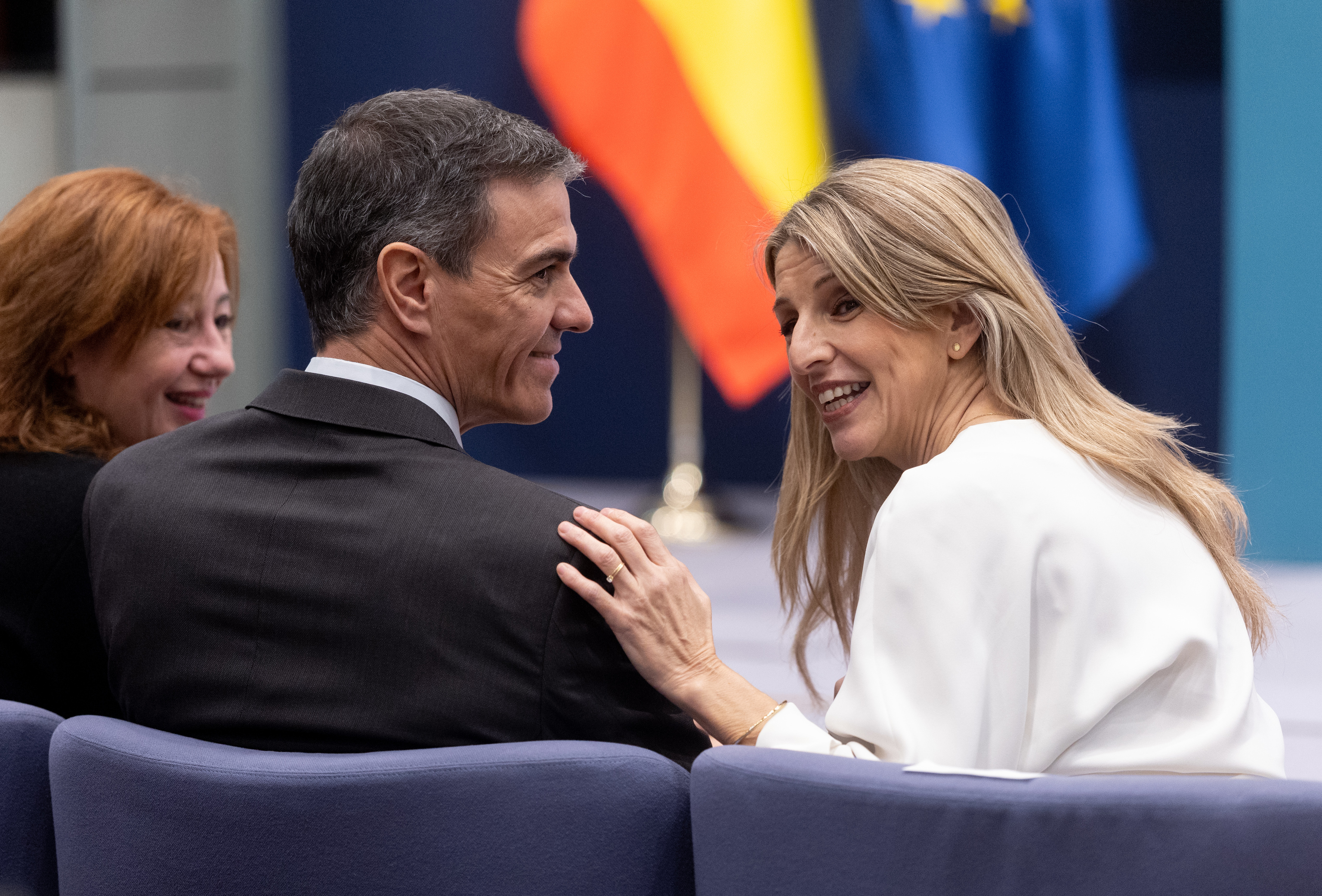Pedro S�nchez y Yolanda D�az, en febrero, durante el acto de firma de subida del SMI para este a�o.