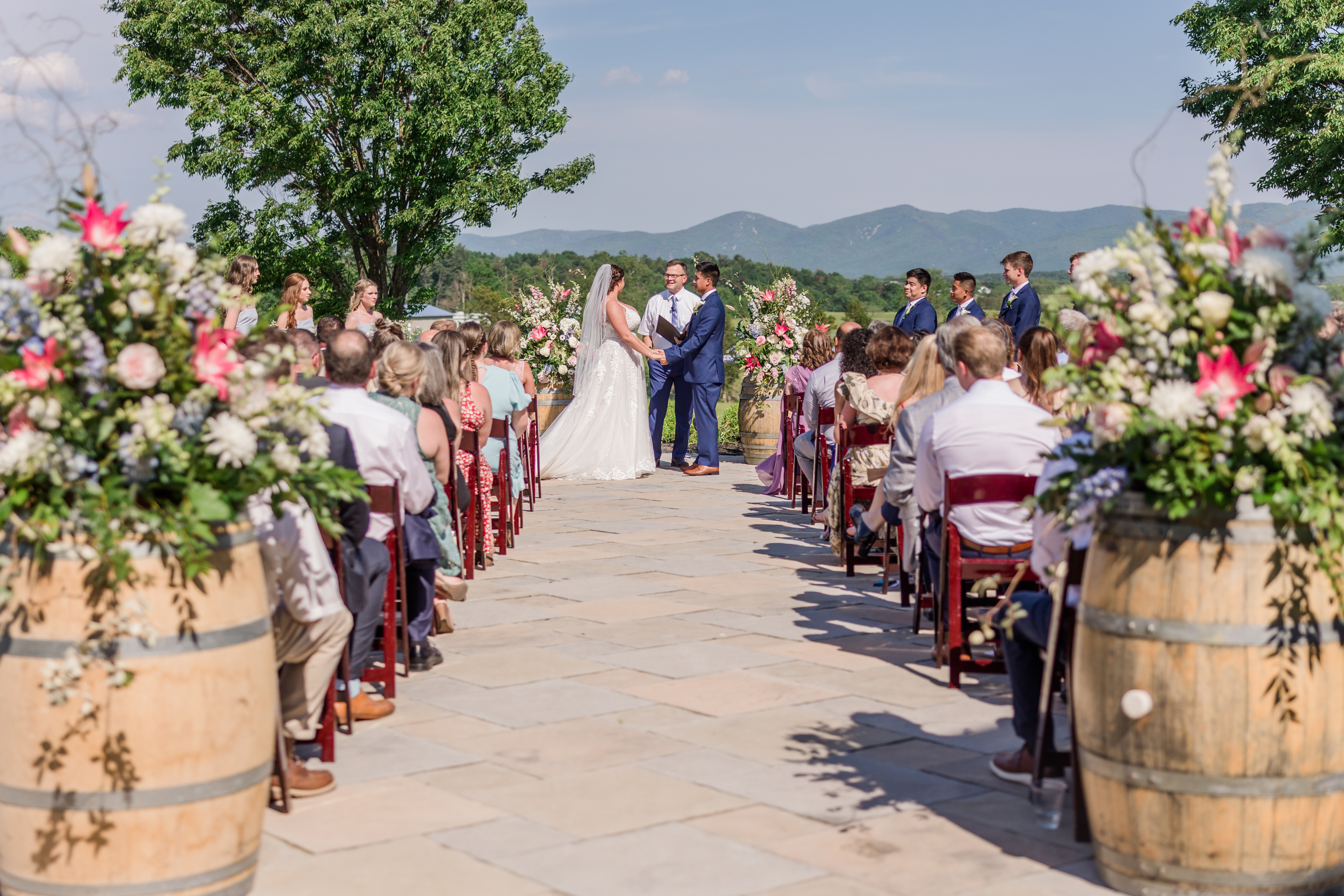 Pink and Navy Romantic Virginia Vineyard Wedding