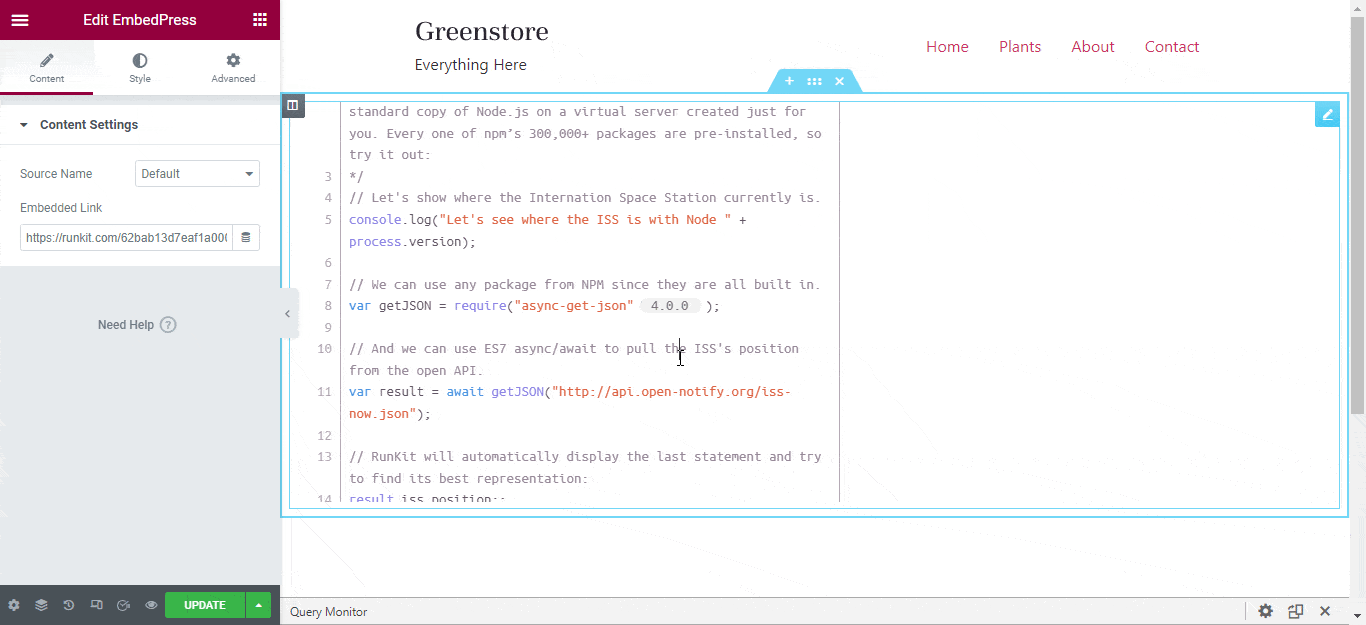 HOW TO EMBED RUNKIT IN WORDPRESS WITH EMBEDPRESS 8 Embed Runkit