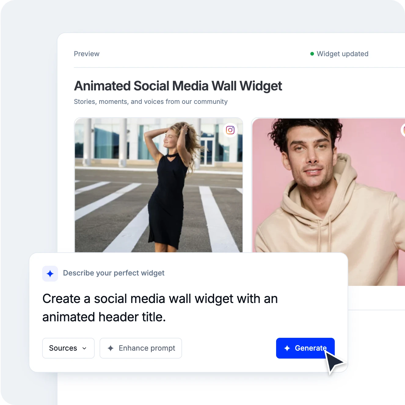 AI command chat for widget customization