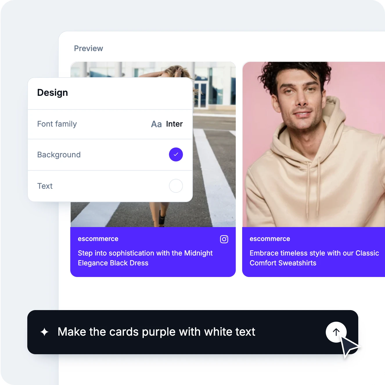Widget design controls and settings