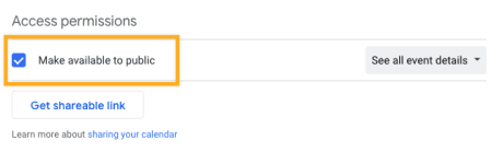 Google Calendar - Make Public