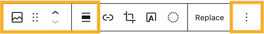 전체 도구 모음 설정이 강조 표시된 블록 도구 모음.