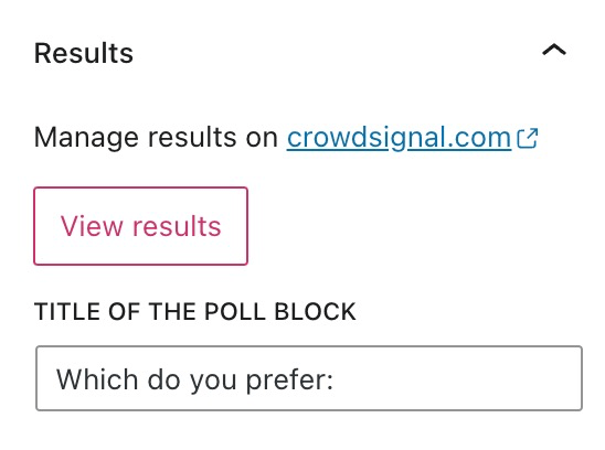 Results settings in the Poll block.