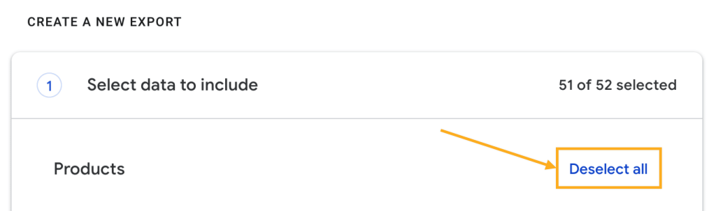 An arrow points to the "deselect all" link on the right.