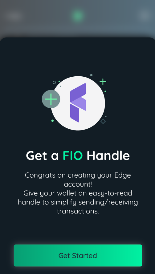 FIO Handle registration prompt show immediately after setting up a new wallet in EDGE.