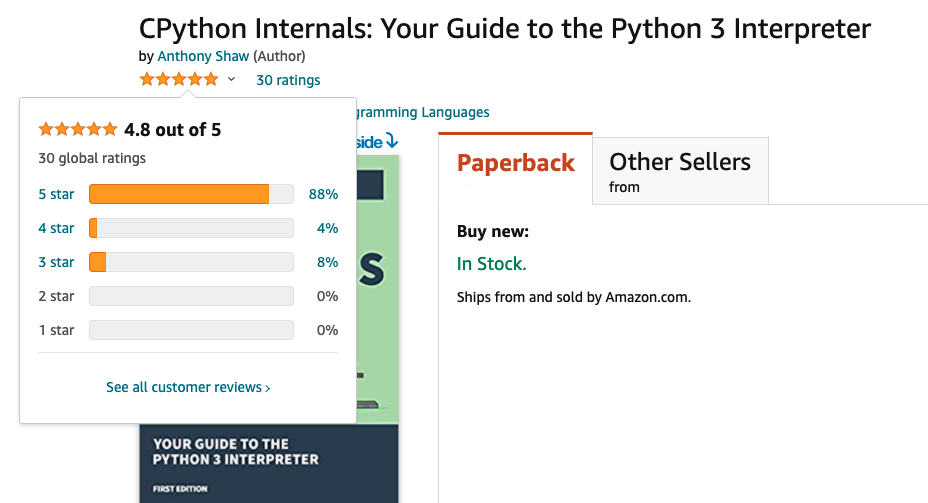 CPython Internals ratings on Amazon