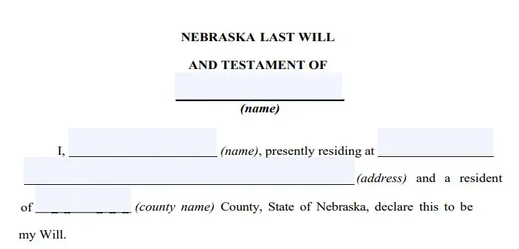 step 2 filling out a nebraska last will form