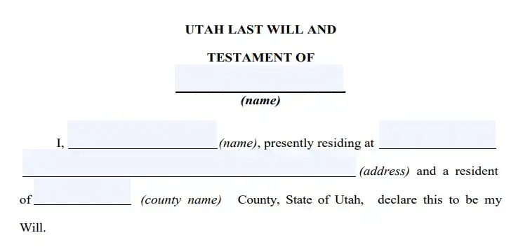 step 2 filling out a utah last will form