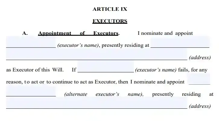 step 3 filling out a utah last will form