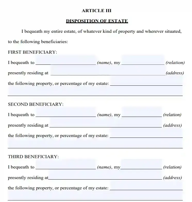 step 5 6 filling out a utah last will form