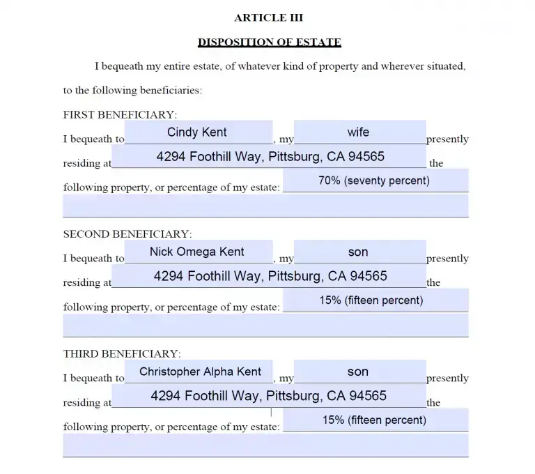 How to Fill Out a Last Will Step 4